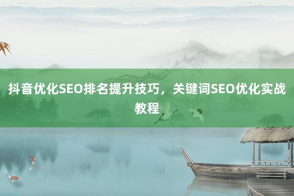 抖音优化SEO排名提升技巧，关键词SEO优化实战教程