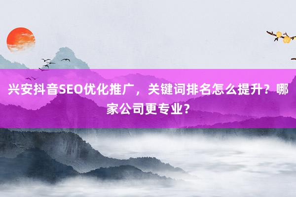 兴安抖音SEO优化推广，关键词排名怎么提升？哪家公司更专业？