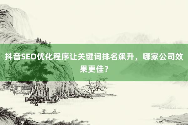 抖音SEO优化程序让关键词排名飙升，哪家公司效果更佳？
