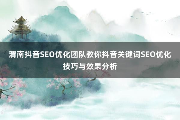 渭南抖音SEO优化团队教你抖音关键词SEO优化技巧与效果分析