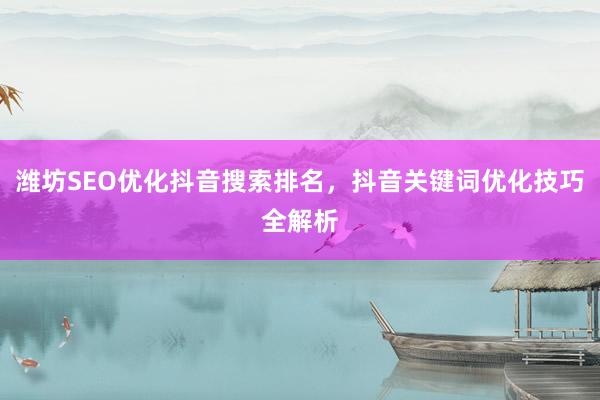 潍坊SEO优化抖音搜索排名，抖音关键词优化技巧全解析