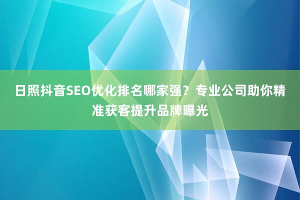 日照抖音SEO优化排名哪家强？专业公司助你精准获客提升品牌曝光