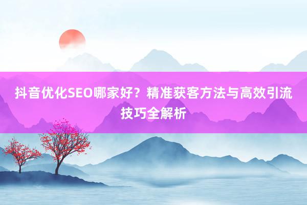 抖音优化SEO哪家好？精准获客方法与高效引流技巧全解析