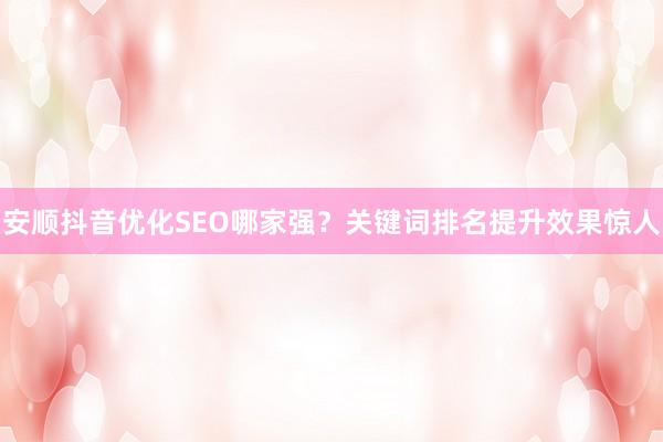 安顺抖音优化SEO哪家强？关键词排名提升效果惊人