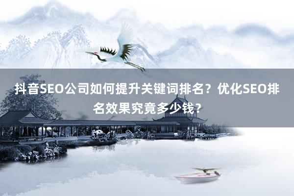 抖音SEO公司如何提升关键词排名？优化SEO排名效果究竟多少钱？