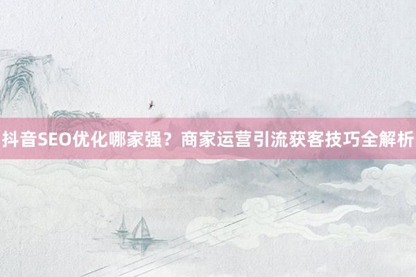 抖音SEO优化哪家强？商家运营引流获客技巧全解析