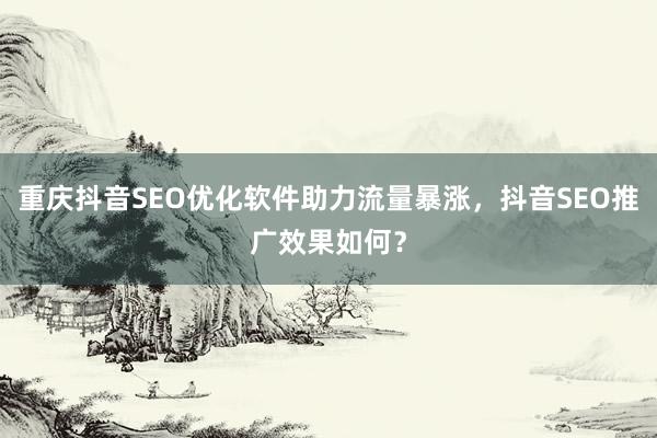重庆抖音SEO优化软件助力流量暴涨，抖音SEO推广效果如何？