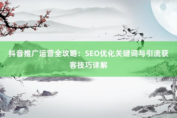 抖音推广运营全攻略：SEO优化关键词与引流获客技巧详解