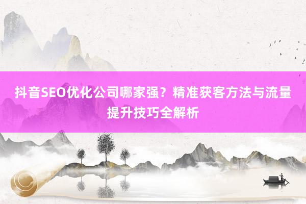 抖音SEO优化公司哪家强？精准获客方法与流量提升技巧全解析