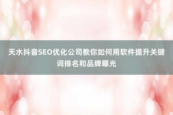 天水抖音SEO优化公司教你如何用软件提升关键词排名和品牌曝光