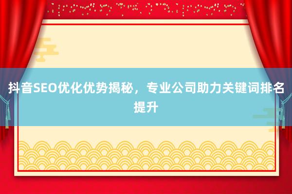 抖音SEO优化优势揭秘，专业公司助力关键词排名提升