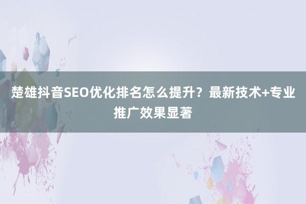 楚雄抖音SEO优化排名怎么提升？最新技术+专业推广效果显著