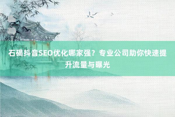 石碣抖音SEO优化哪家强？专业公司助你快速提升流量与曝光