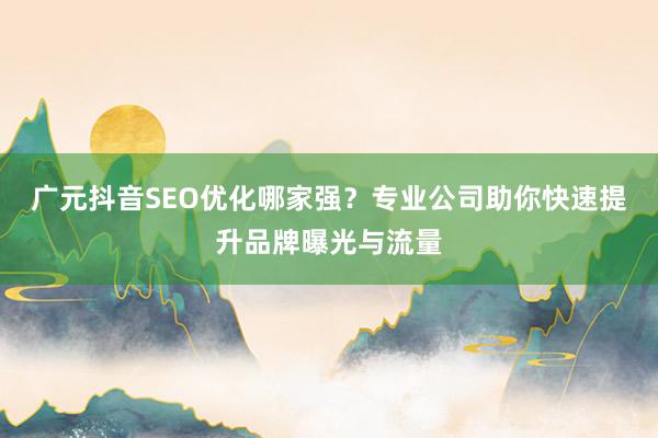 广元抖音SEO优化哪家强？专业公司助你快速提升品牌曝光与流量