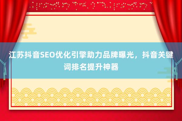 江苏抖音SEO优化引擎助力品牌曝光，抖音关键词排名提升神器