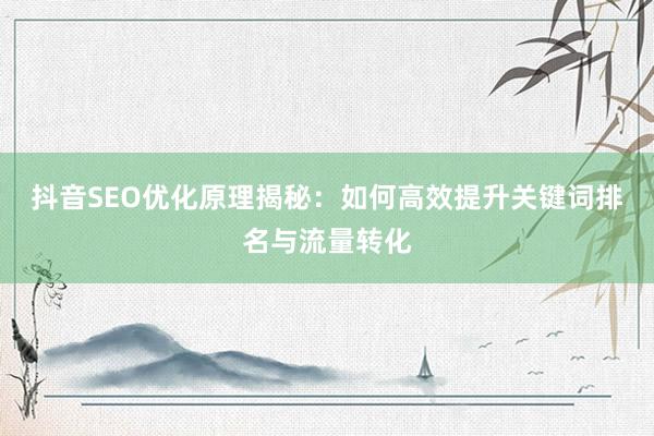 抖音SEO优化原理揭秘：如何高效提升关键词排名与流量转化