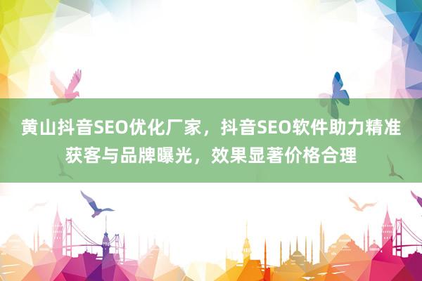 黄山抖音SEO优化厂家，抖音SEO软件助力精准获客与品牌曝光，效果显著价格合理