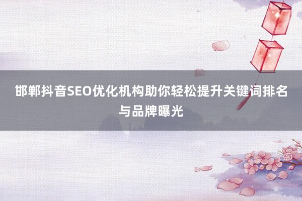 邯郸抖音SEO优化机构助你轻松提升关键词排名与品牌曝光