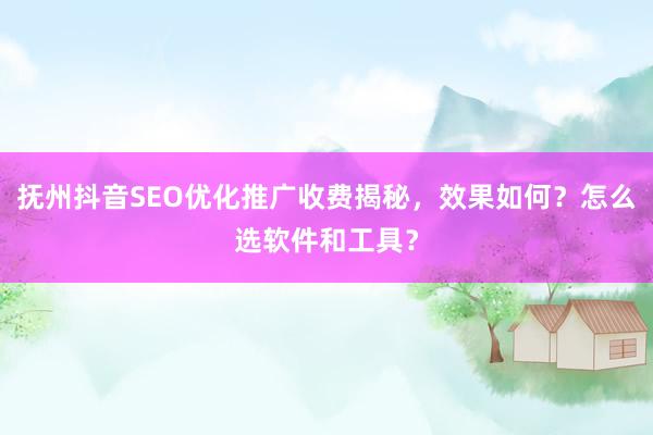 抚州抖音SEO优化推广收费揭秘，效果如何？怎么选软件和工具？