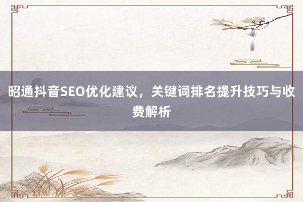 昭通抖音SEO优化建议，关键词排名提升技巧与收费解析