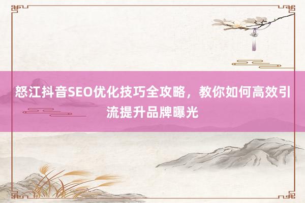 怒江抖音SEO优化技巧全攻略，教你如何高效引流提升品牌曝光