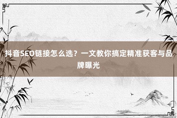 抖音SEO链接怎么选？一文教你搞定精准获客与品牌曝光