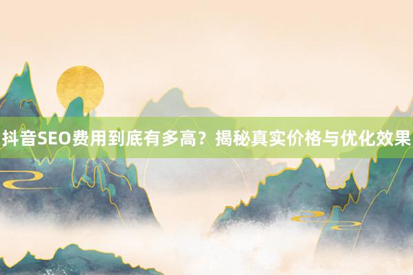 抖音SEO费用到底有多高？揭秘真实价格与优化效果